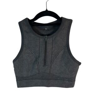 OFFLINE by Aerie Sweat Cardio Most Support Zip Front Sports Bra Grey Acid Wash M